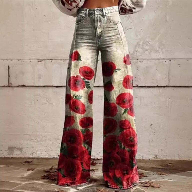 Plus Size Women's Casual Thin Wide Leg Imitation Jeans - Image 4