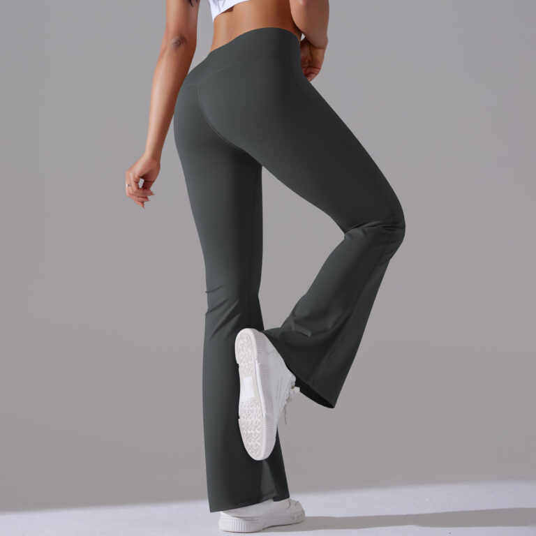 Women's Fashion High Waist Non-embarrassing Line Nylon Brushed Hip Lifting Bell-bottom Pants - Image 4