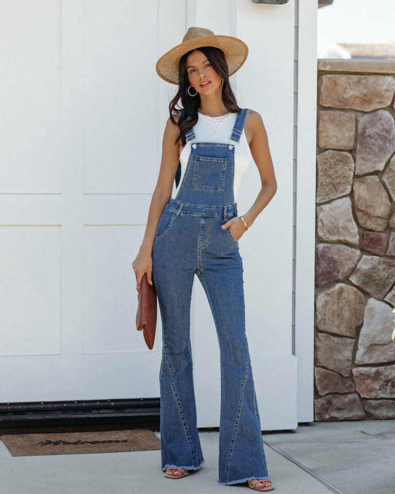 New Loose-leg Bell-bottom Pants Slim Fit Slimming Women Denim Suspender Pants - Image 2
