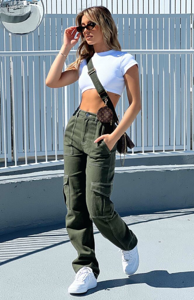 Women's Fashion Stitching Straight Multi-pocket Cargo Pants - Image 2