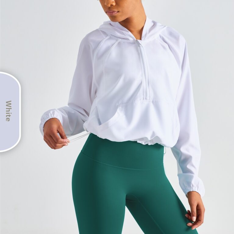 Women's Half Zipper Drawstring Workout Clothes - Image 8