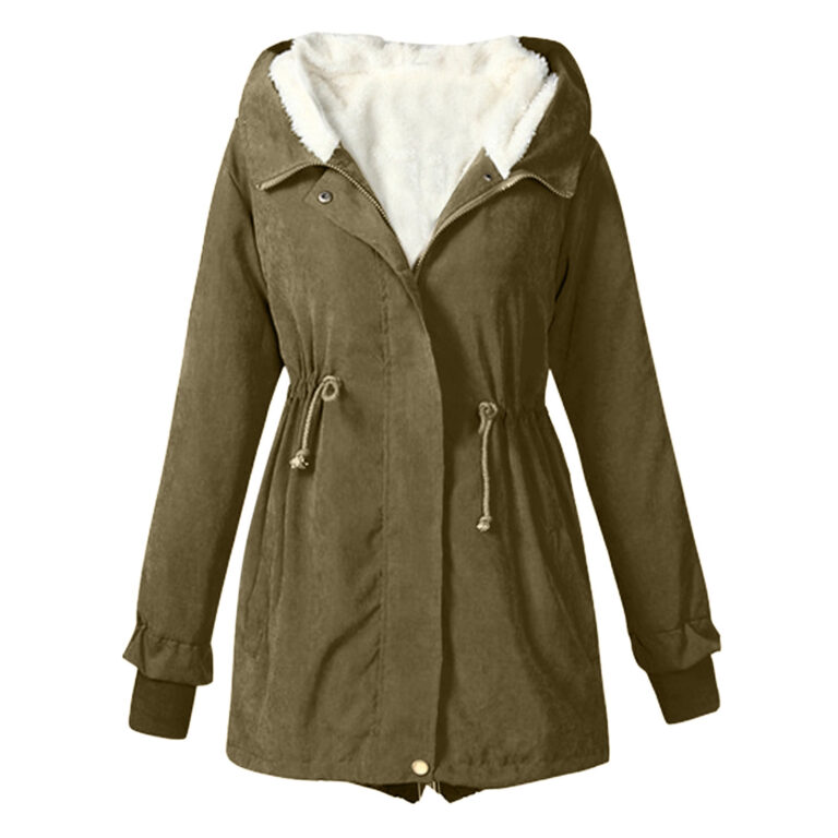 Women's Autumn And Winter Solid Color Casual Waist Tight Fleece-lined Anorak - Image 4