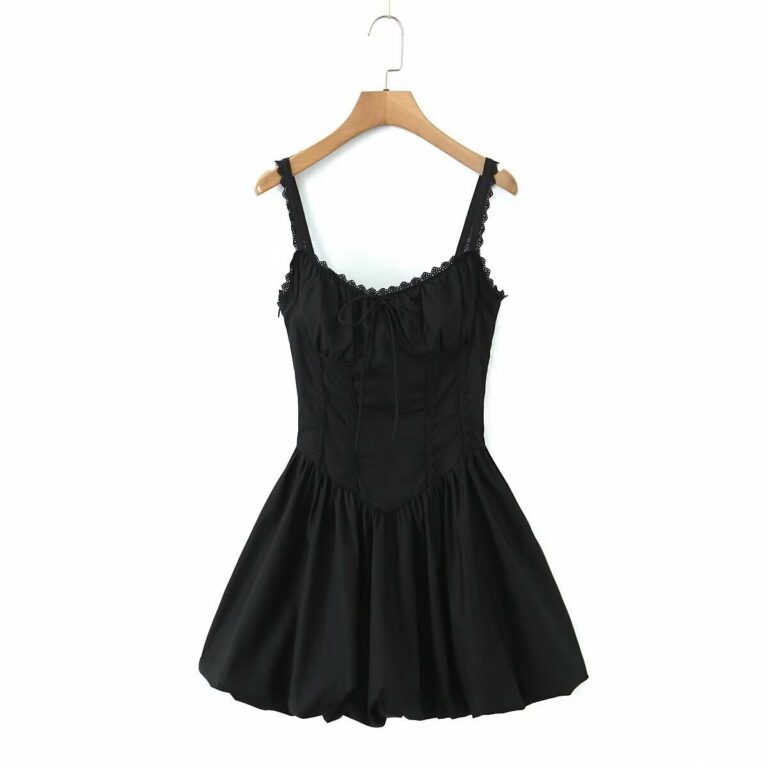 Lace Splicing Sling Lace-up Waist-controlled Dress - Image 6