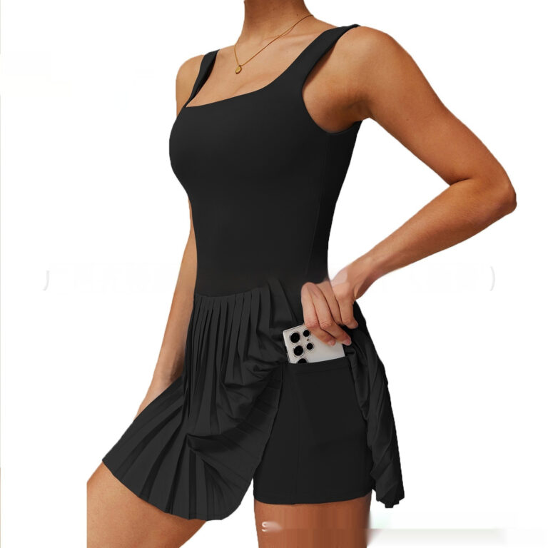 Yoga Jumpsuit Fake Two-piece Tennis Anti-wardrobe Malfunction Base Fitness Pleated Skirt - Image 2