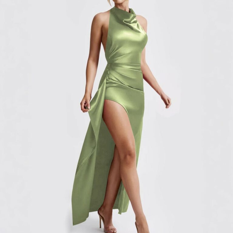 Sexy Slit Lace-up Backless Ruffle Hip Long Dress - Image 9