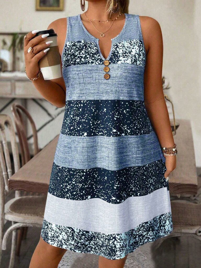 Plus-size Striped Tank Top Sleeveless Skirt Print - Image 6