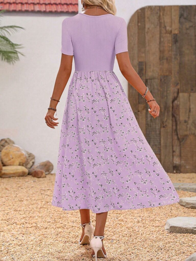 Clasi Floral Print Scoop Neck Dress Maxi Women Outfit - Image 5
