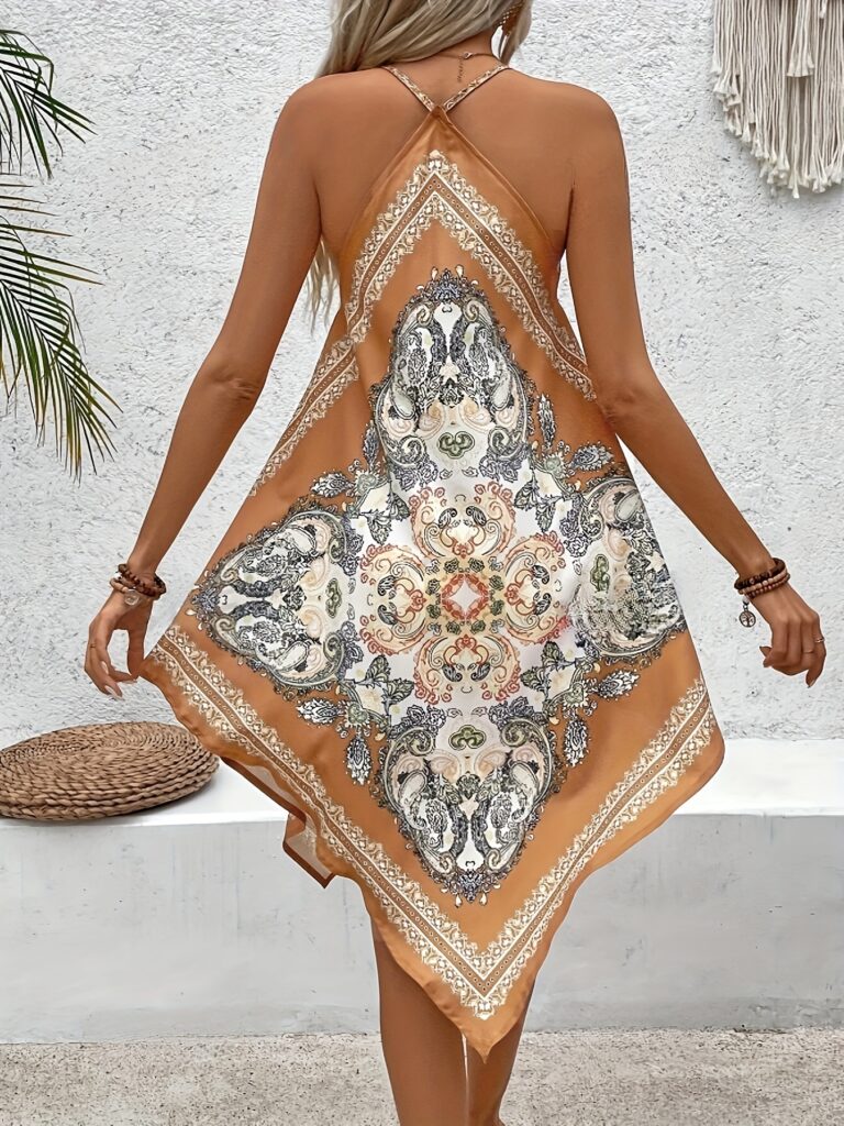 Printed V-neck Camisole Dress - Image 5