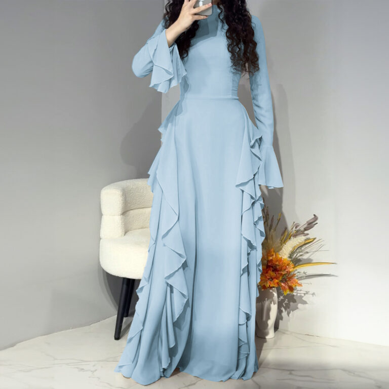 Elegant High Waist Design Bell Sleeve Dress - Image 2