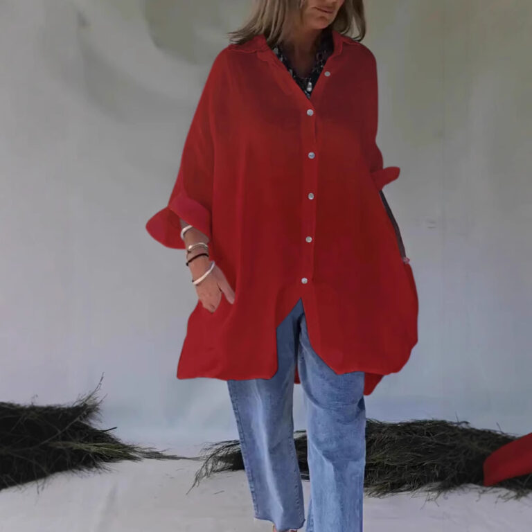 Loose Half Sleeve Cotton Linen Shirt Dress Women - Image 4