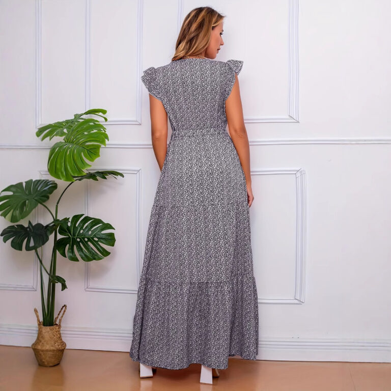 Fashion Puff Sleeve Floral European And American Style Dress - Image 5