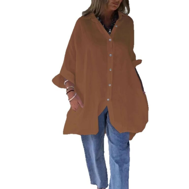 Loose Half Sleeve Cotton Linen Shirt Dress Women - Image 5