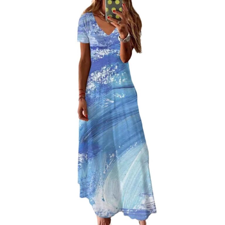 Women's 3D Printed V-neck Casual Fashion Dress - Image 3