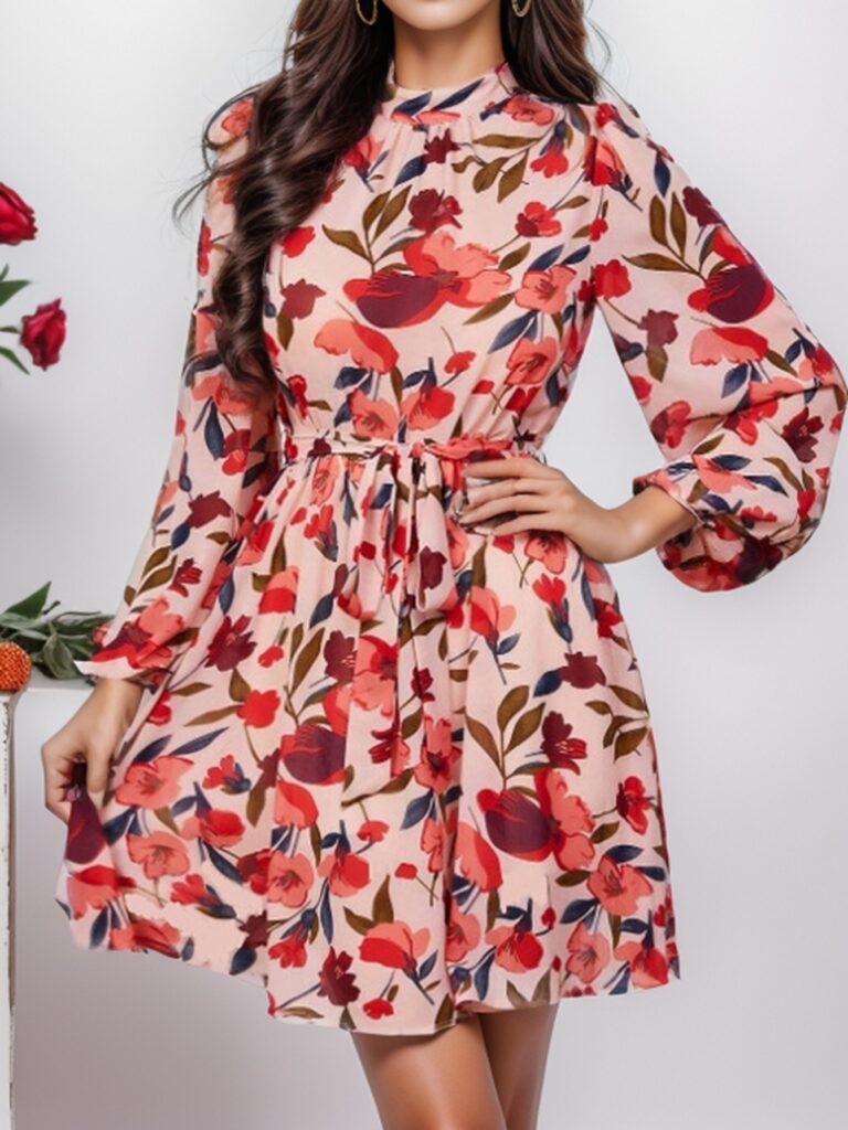 Floral Print Long Sleeve Dress - Image 2