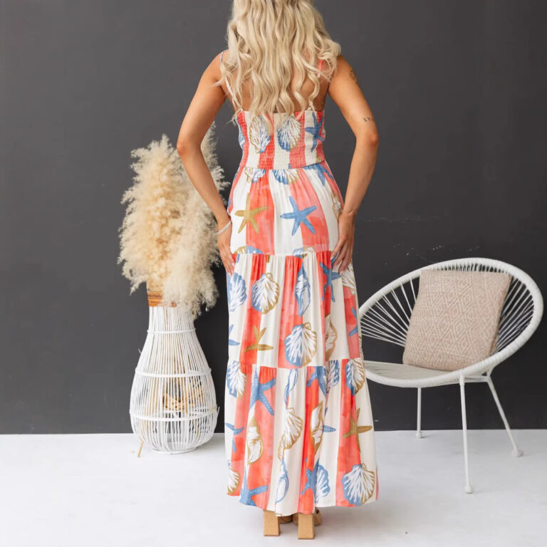 Sexy Print Lace-up Maxi Dress - Image 4