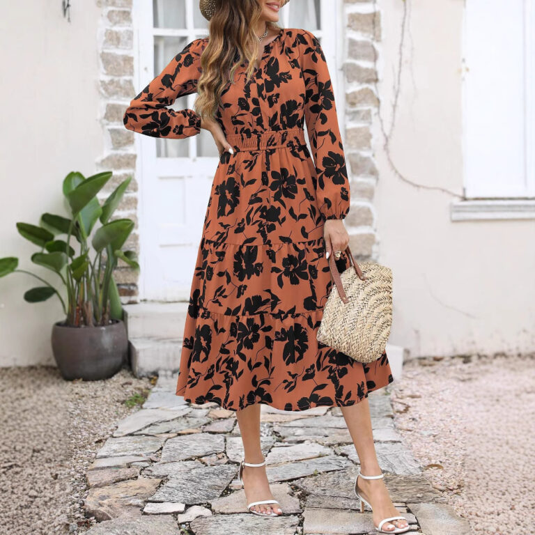 Women's Elegant Bohemian Printed Dress - Image 4