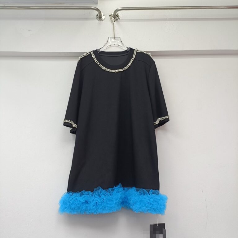 Design Sense Heavy Industry Beads Loose Short Sleeve Mid-length Loose And Lazy Style Dress