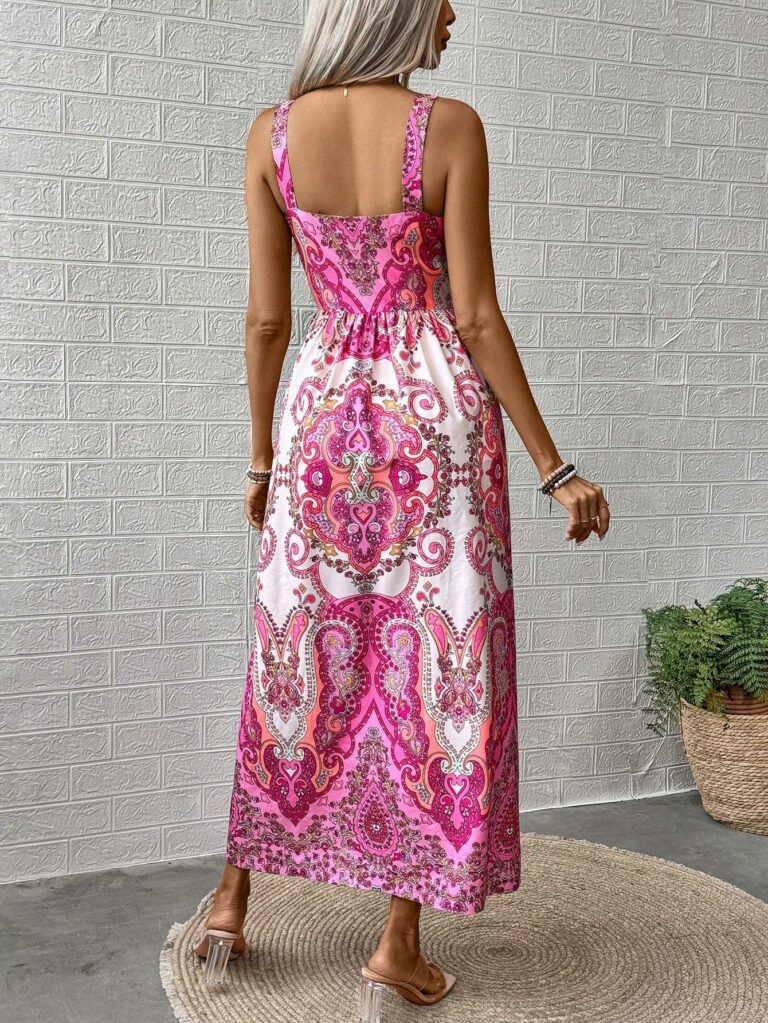 Women's Bohemian Style Printed Strappy Dress Maxi Women Outfit - Image 5