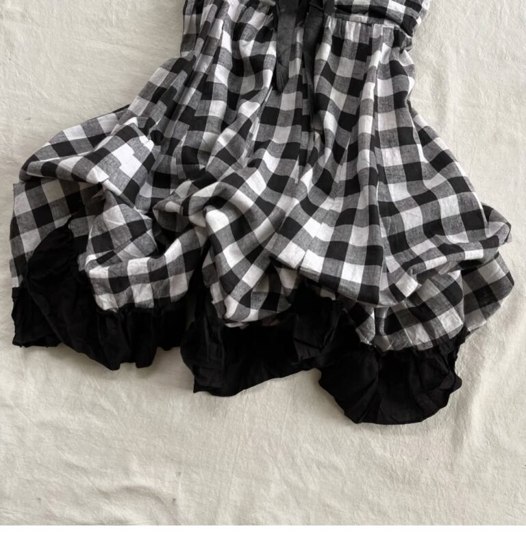 Women's Casual Black And White Checkered Camisole Dress - Image 3