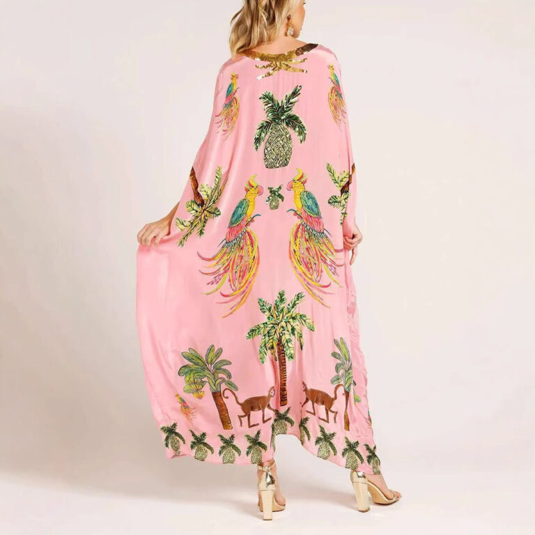 Spring V-neck Print Loose Fashion Dress - Image 4