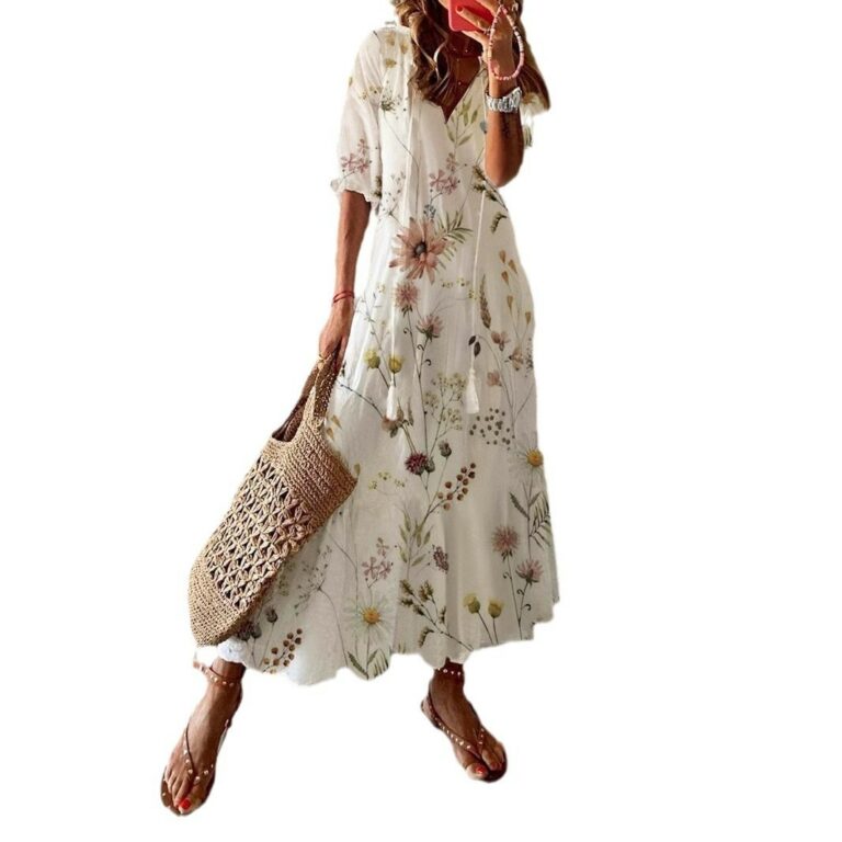 Women's Clothing A- Line Loose Printed Plus Size Dress - Image 2