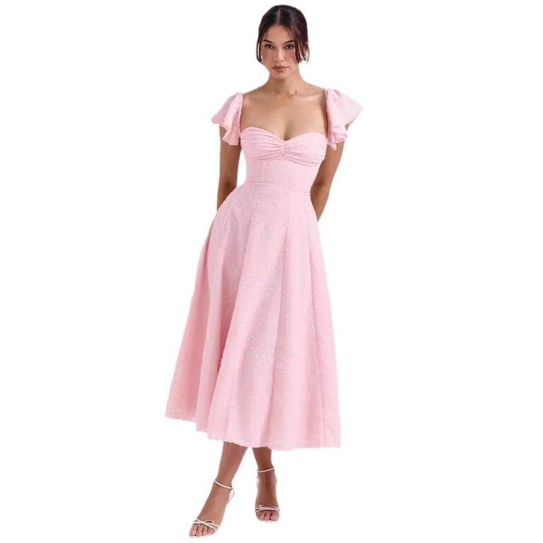 Fashion Square Collar Two-way Sleeves Jacquard Dress - Image 5