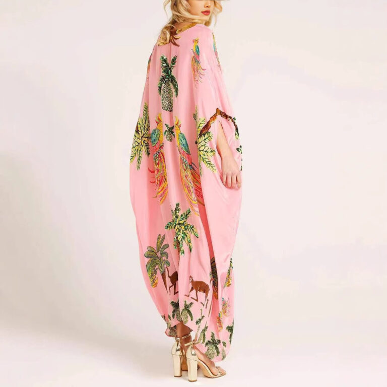 Spring V-neck Print Loose Fashion Dress - Image 5