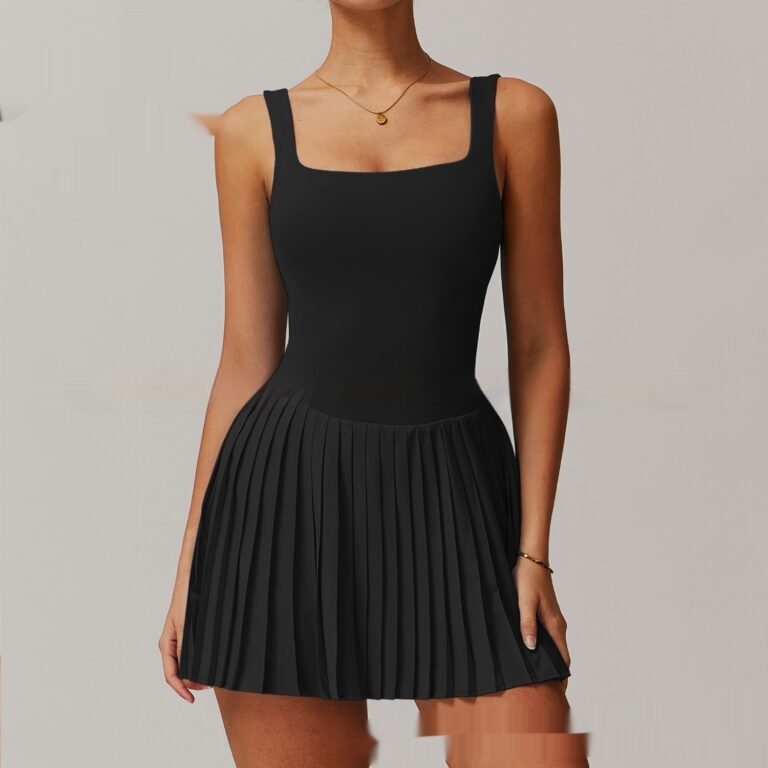 Yoga Jumpsuit Fake Two-piece Tennis Anti-wardrobe Malfunction Base Fitness Pleated Skirt