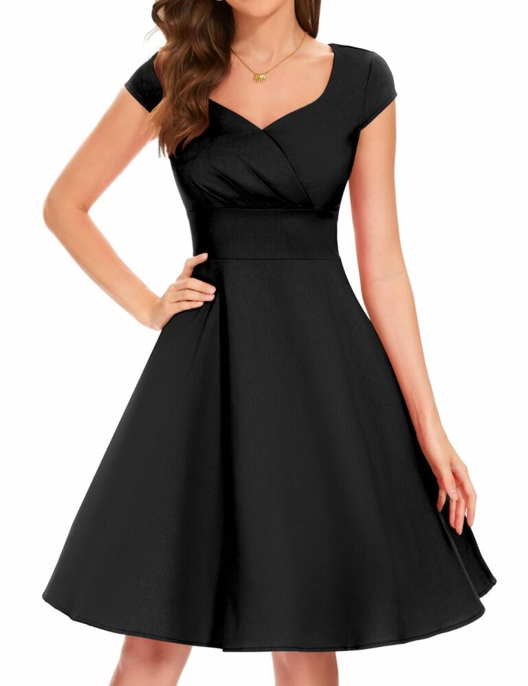 Retro Women's V-neck Half Sleeve Waist Dress - Image 4