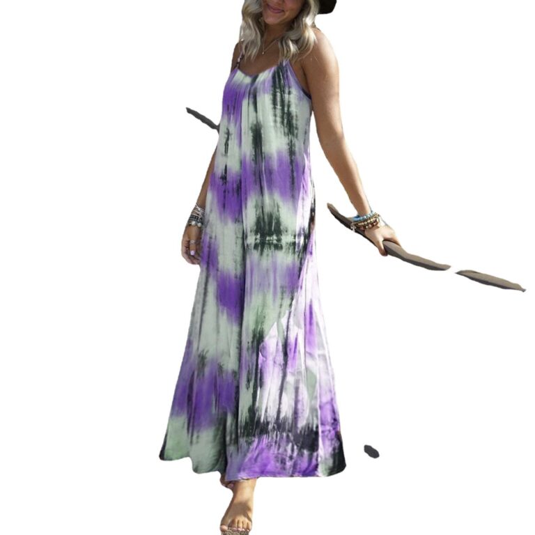 European And American Tie-dye Striped Printing Slip Plus Size Dress - Image 5