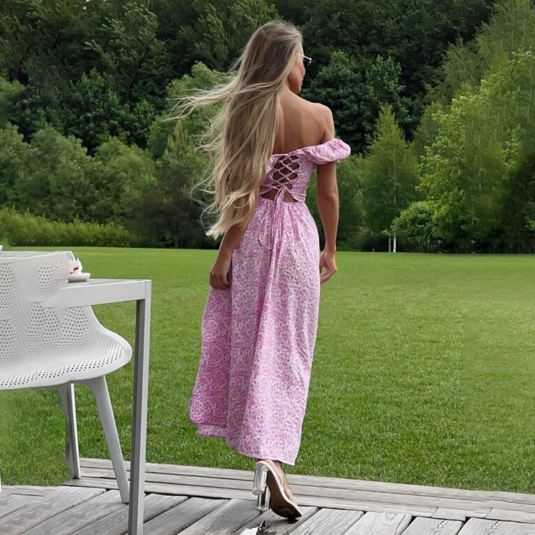 Sexy Slit Slim-fit Off-shoulder Floral Dress - Image 4