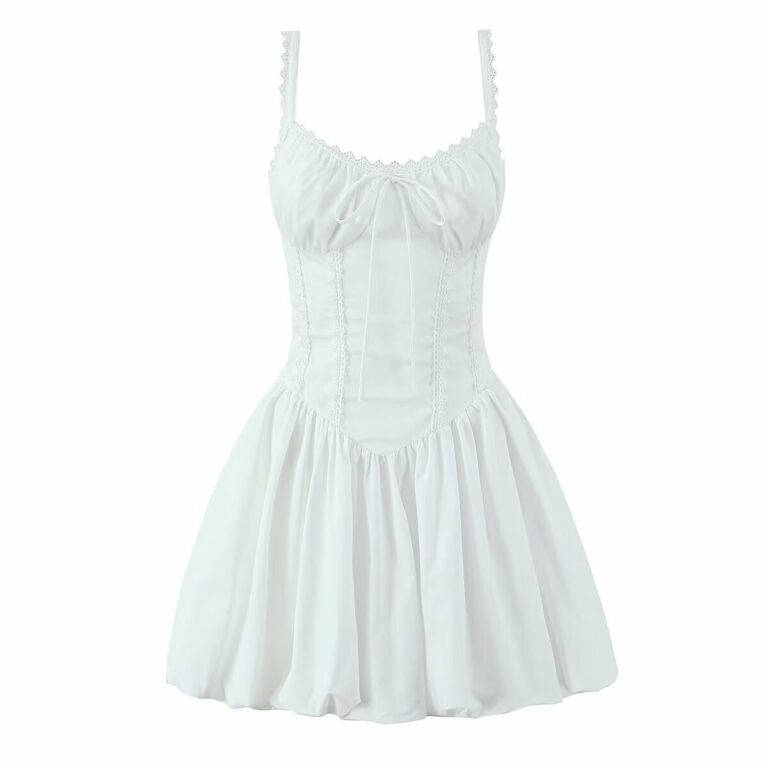 Lace Splicing Sling Lace-up Waist-controlled Dress - Image 2