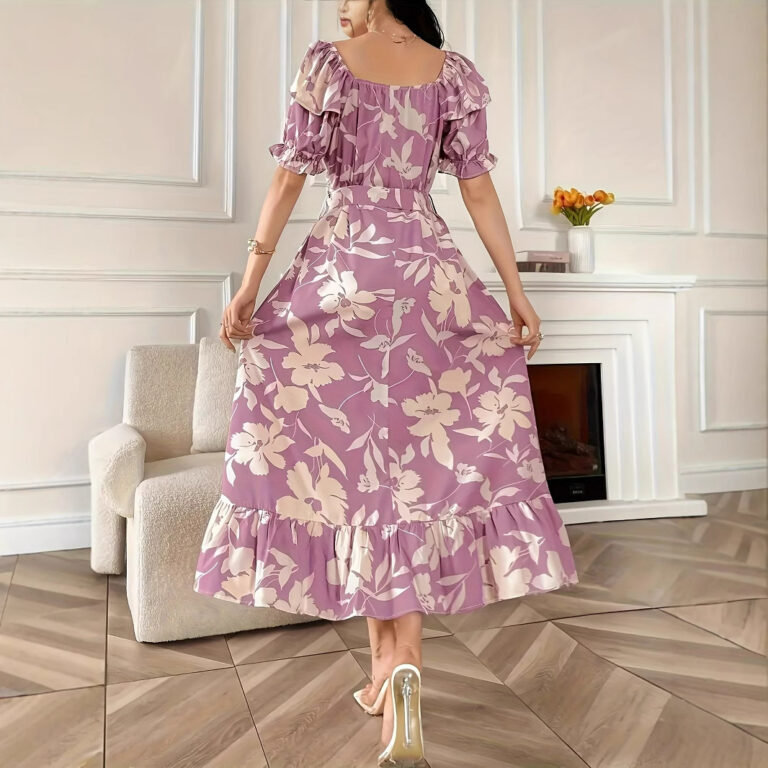 Women's Fashion Printed Lace-up Dress - Image 3