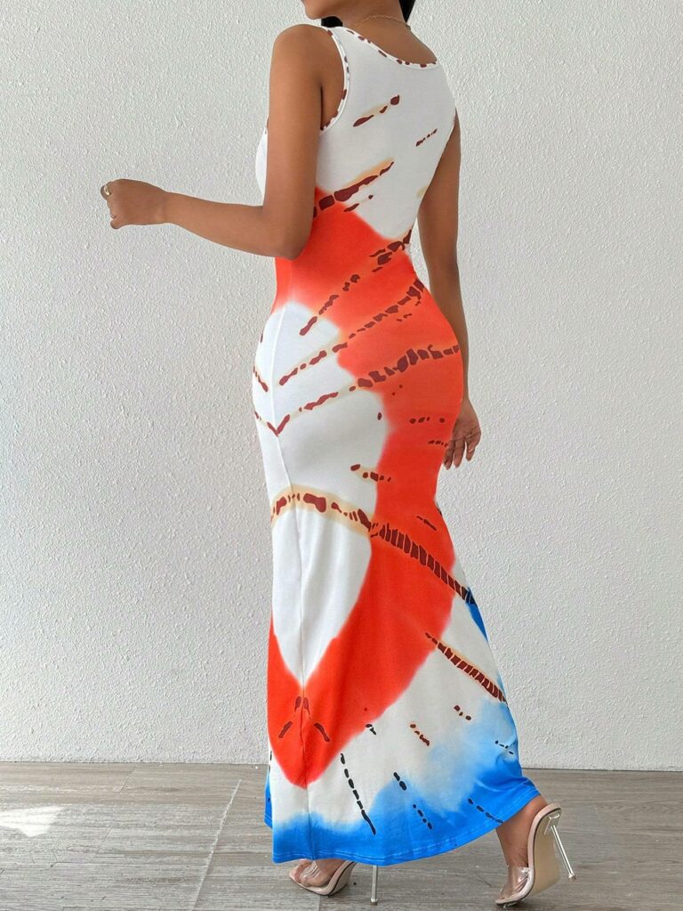Women Fashionable Long Dress With Waistline Maxi Women Outfit - Image 4