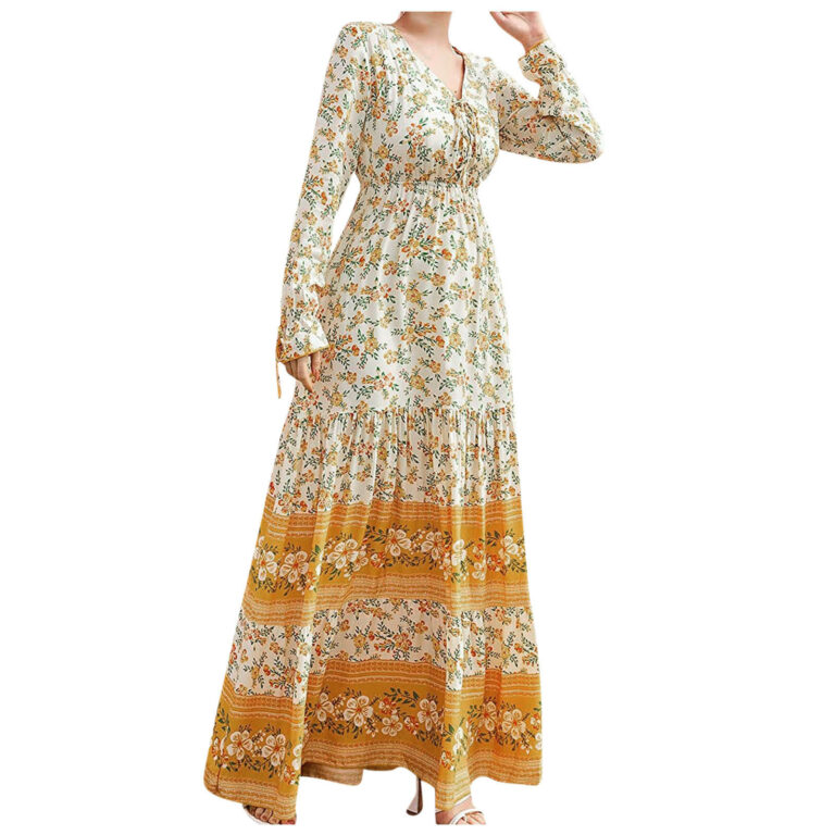 New Women's Long Sleeve Bohemian Dress Indian Ethnic Style - Image 4