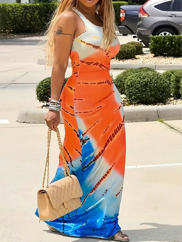 Women Fashionable Long Dress With Waistline Maxi Women Outfit - Image 2