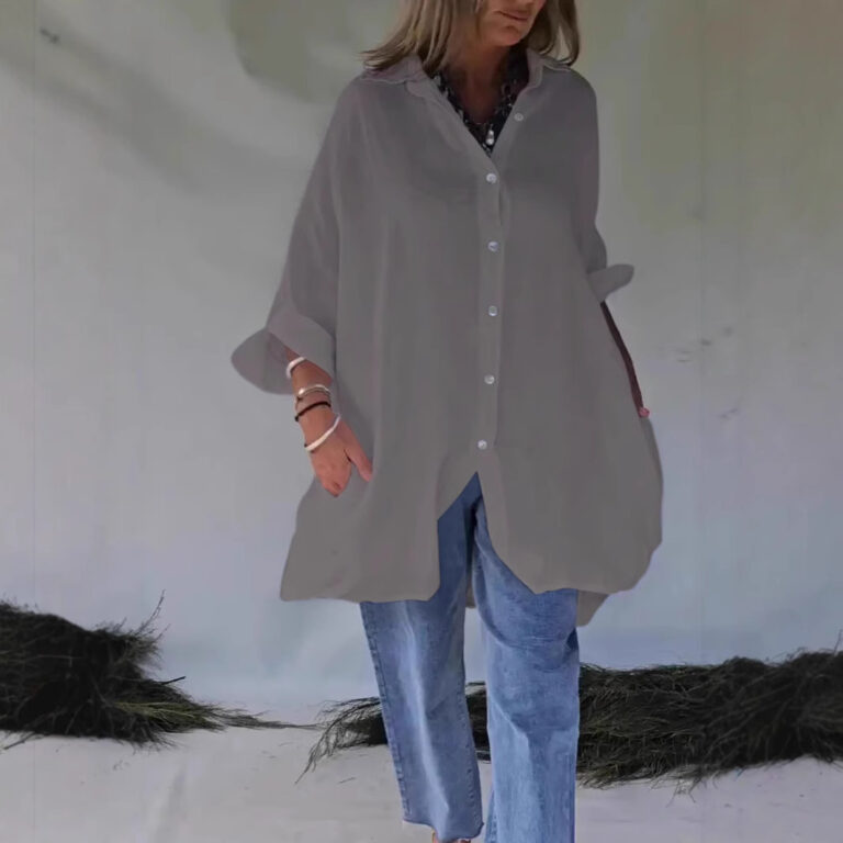 Loose Half Sleeve Cotton Linen Shirt Dress Women - Image 3
