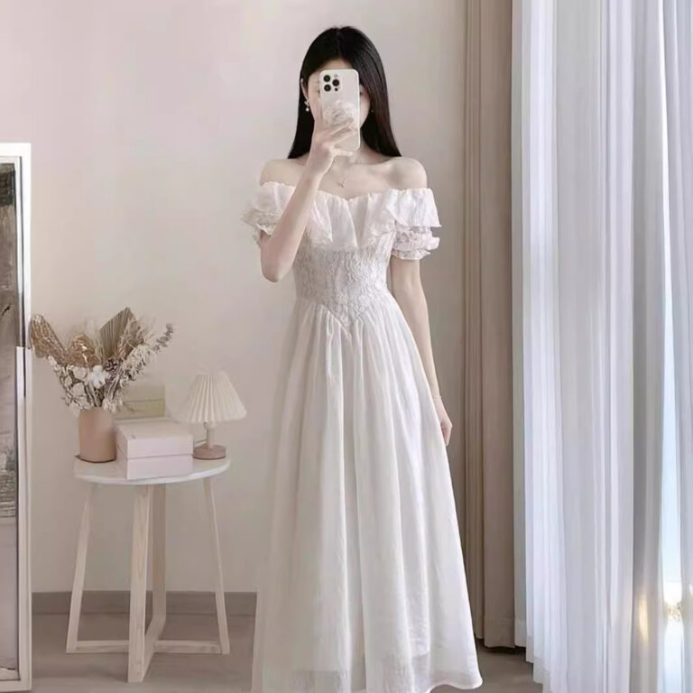 Summer French Style High-grade Off-shoulder White Dress Women - Image 3