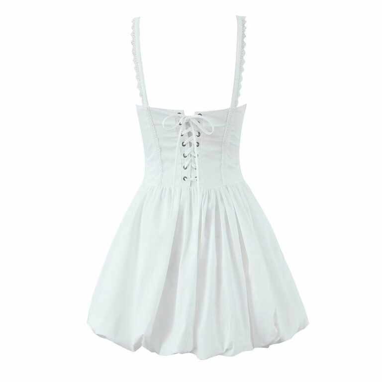Lace Splicing Sling Lace-up Waist-controlled Dress - Image 4