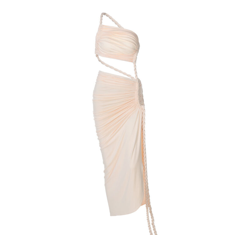One-shoulder Tube Top Backless Hollow Lace Pleated Dress - Image 5