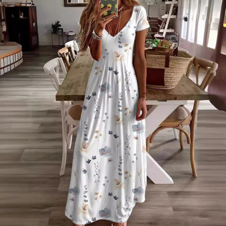 Women's 3D Printed V-neck Casual Fashion Dress - Image 4