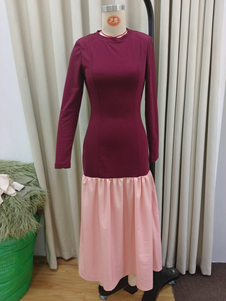 Elegant Three-dimensional Flower Stitching Long Sleeve Slim Fit Cross Border Dress - Image 6