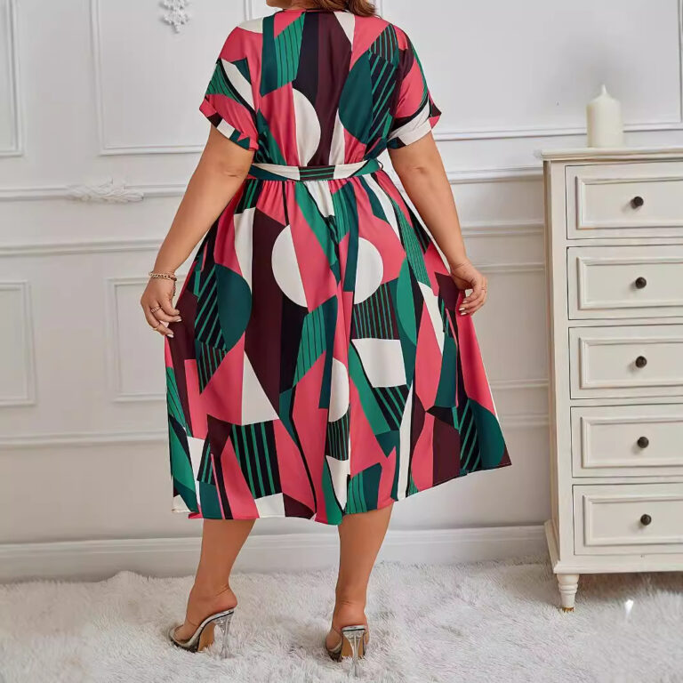 Fashion Printed Lace Up Dress - Image 4