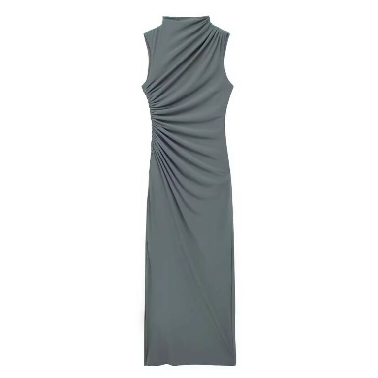 Women's Fashion Slim Pleated Decoration Midi Skirt Dress - Image 6