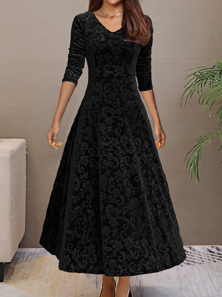 Women's High-grade Dress Velvet Mid-length Dress - Image 6