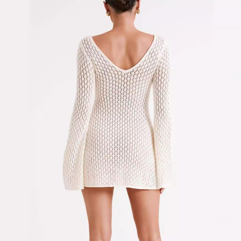 Women's Long-sleeved Knitted Slim-fit Jumpsuit Long Skirt - Image 3