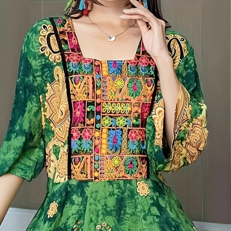 Embroidered Swing Skirt Artistic Vintage Dress Leisure Vacation Travel Dress - Image 4