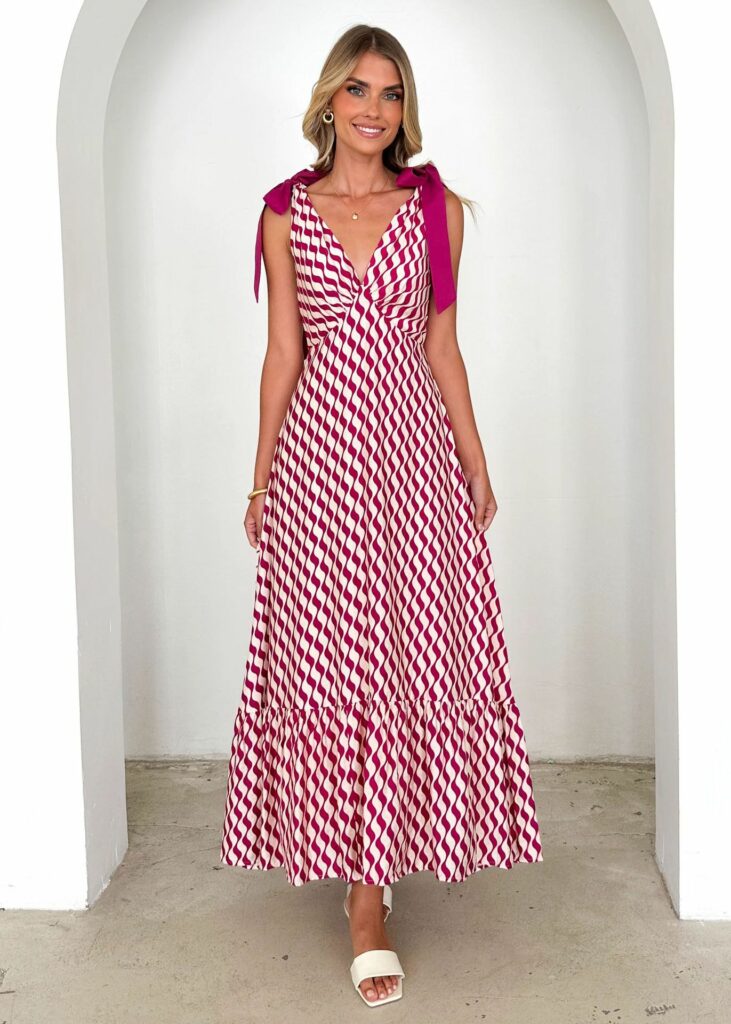 Tied V-neck Sleeveless Printed Dress Women - Image 5