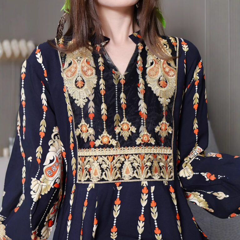 Embroidered Swing Skirt Artistic Vintage Dress Leisure Vacation Travel Dress - Image 5