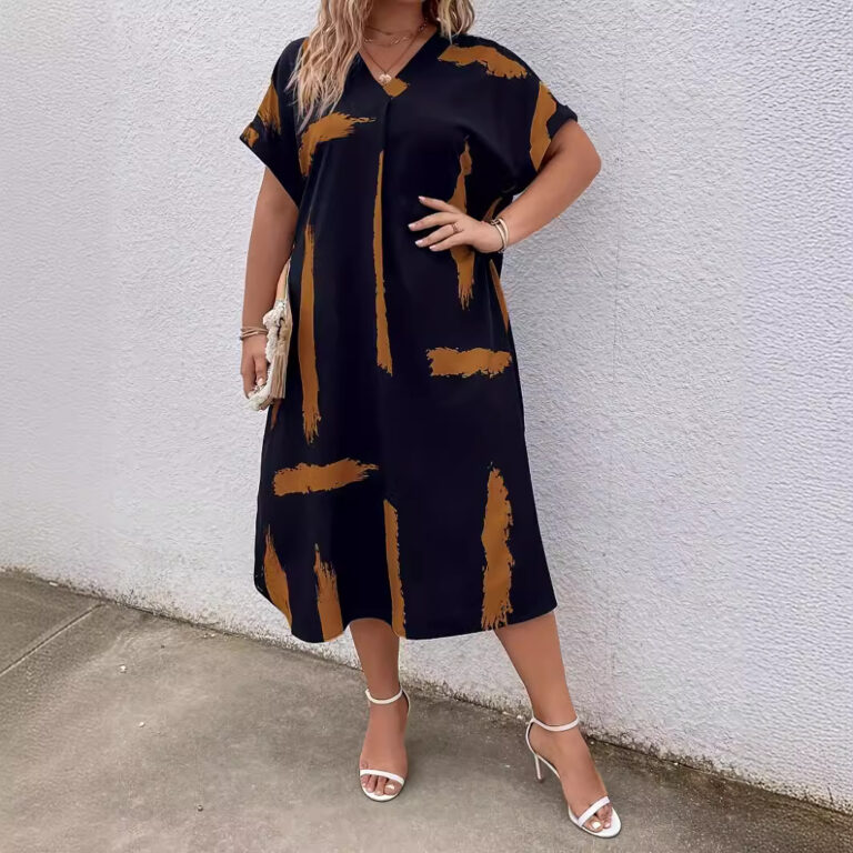 Women's Summer Loose Casual Dolman Sleeve Long Dress - Image 4